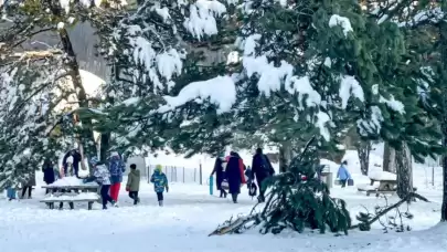 Topuk Yaylası Tabiat Parkı, kar yağışı sonrası ziyaretçi akınına uğradı