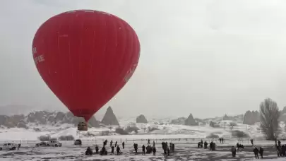 Peribacalarının karla kaplanmış manzarası drone ile görüntülendi