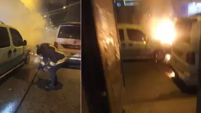 Kars'ta seyir halindeki araç alevlere teslim oldu