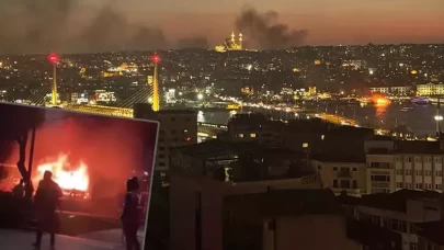 Haliç'te tekne yangını: Ekipler sevk edildi