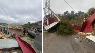 Kahramanmaraş'ın Andırın ilçesinde kuvvetli rüzgar çatıları uçurdu