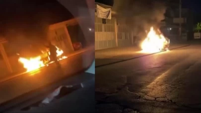 İsrail'in zulmüne tepki çekmek için otomobilini yaktı