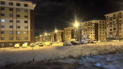 Kar yağışının sürdüğü Erzurum beyaza büründü