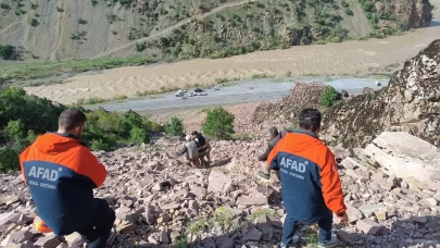 Hakkari'de kayalıkta mahsur kalan genç, ekiplerce kurtarıldı