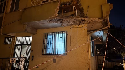 Pendik'te 5 katlı binada panik! Dairenin balkonu çöktü