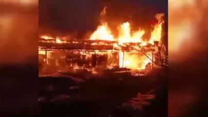 Bursa'da samanlık alev alev yandı