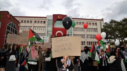 Van'da Filistin için gökyüzüne balonlar bırakıldı