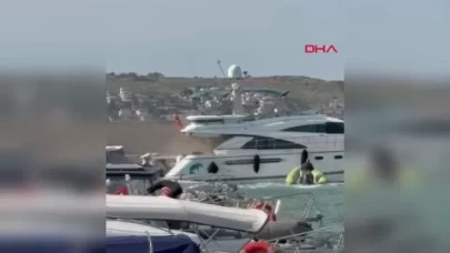 Ayvalık'ta marinada bağlı motoryatta yangın