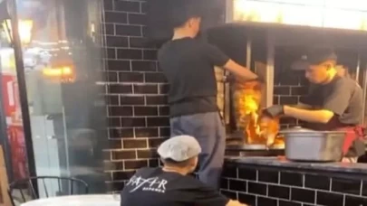 O dönerciye inceleme! Pişmiş etin üzerine çiğ et eklerken görüntülendi