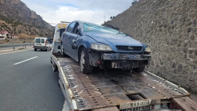 Gümüşhane'de feci kaza! Ters dönen otomobilin sürücüsü yaralandı