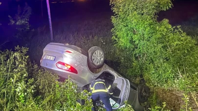 Samsun'da otomobil tarlaya devrildi:  1 yaralı