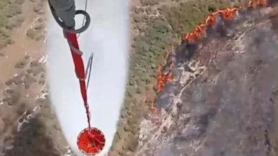 Foça'da makilik alanda orman yangını çıktı!