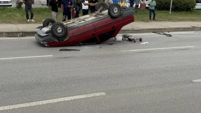 Takla atan araçtaki 2 kişi yaralandı