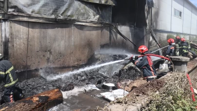 Kontrplak fabrikasında korkutan yangın