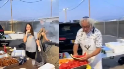 İsrailliler Gazze sınırında mangal partisi yaptı