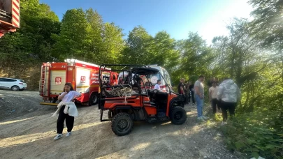 Şarampole devrilen UTV aracındaki karı koca yaralandı