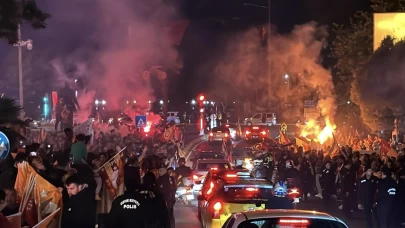 Trakya'da Galatasaray taraftarları şampiyonluğu kutladı
