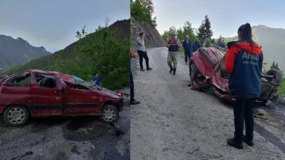 Gümüşhane’de otomobil 60 metrelik uçuruma yuvarlandı
