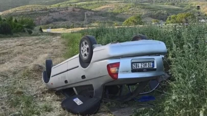 Otomobil ters döndü 5 kişi yaralandı