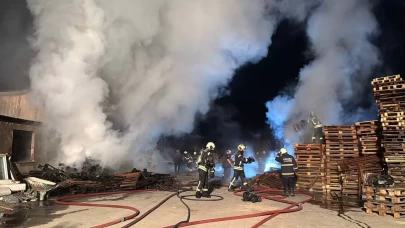 Kocaeli'de palet deposunda çıkan yangın söndürüldü