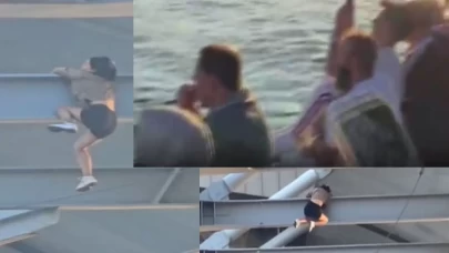Haliç Köprüsü'nde kadın köprüden sarktı