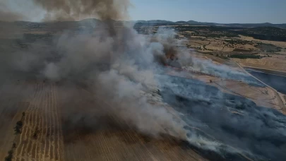Kula'da ekili arazide yangın çıktı