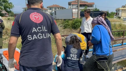 Yaya köprüsünden dereye düşen çocuğu çevredekiler kurtardı