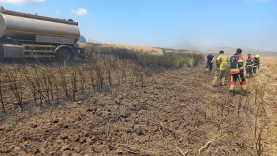 Bandırma Kayacık kırsalında anız ve ekili alan yangını korkuttu
