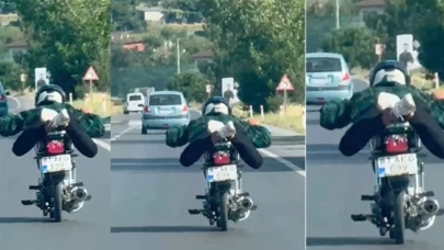 D-650 karayolunda motosikletini üzerine yatarak sürdü