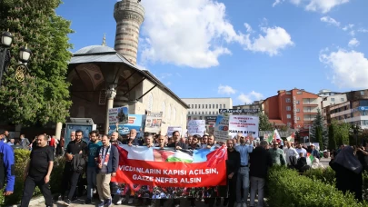 Erzurum'da Gazze'ye destek yürüyüşü yapıldı