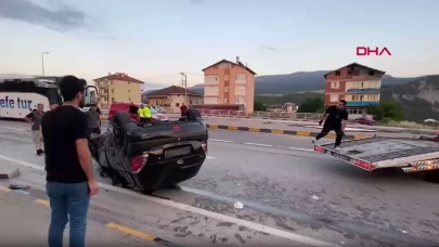 Takla atan otomobilde 3 kişi yaralandı