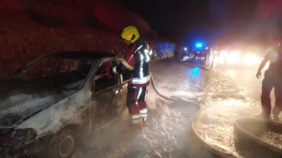 Kazdağları'nda çıkan araç yangınına itfaiye müdahale etti