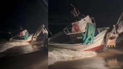 Sakarya'da 8 metrelik balıkçı teknesi karaya oturdu