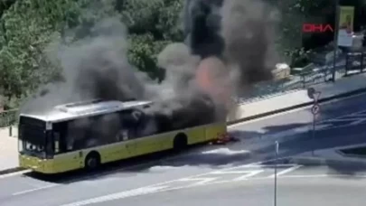 İETT otobüsü alev alev yandı