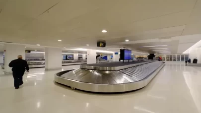 Bagaj taşıma bandında sürüklenerek kayboldu