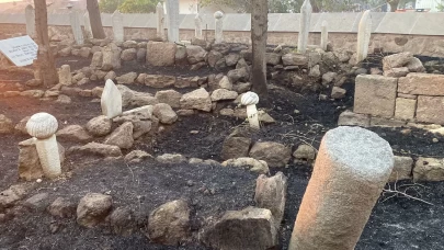 Çanakkale'deki orman yangınında tarihi mezarlar zarar gördü