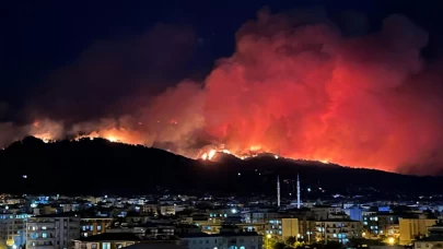 Hatay’daki orman yangınında alevler gökyüzünü aydınlattı