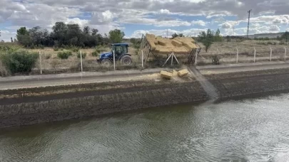 Saman yüklü römorktan sulama kanalına düşen genç kayboldu