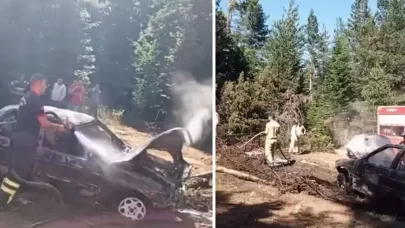 Kastamonu’da otomobilde çıkan yangın ormana sıçradı