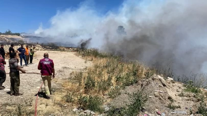 Çöplükte başlayan yangın ormanlık alana sıçradı