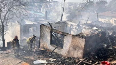 Ankara'da ağaçlık alanda çıkıp gecekondulara sıçrayan yangın söndürüldü