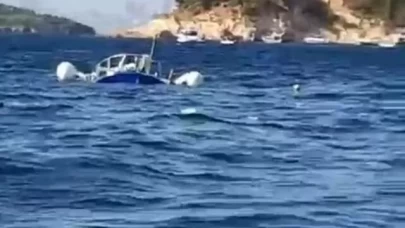 Heybeliada açıklarında motoryatın çarptığı tekne sulara gömüldü