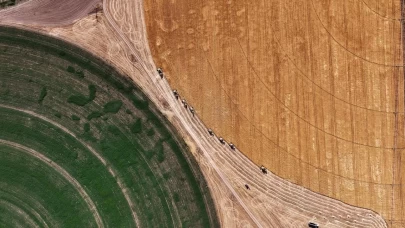 Konya'nın devasa dairesel tarlalarında hasat tamamlandı