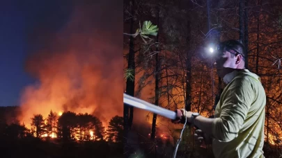 Sındırgı'da yangınla mücadele sürüyor ağır yaralandı
