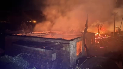 Köyde gece yarısı korkutan yangın!