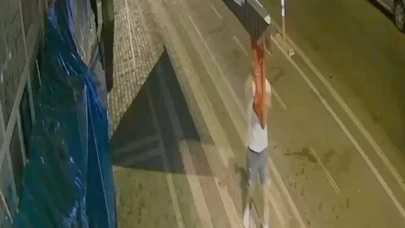 Asılı bayrağı çıkaran turist hakkında işlem yapıldı