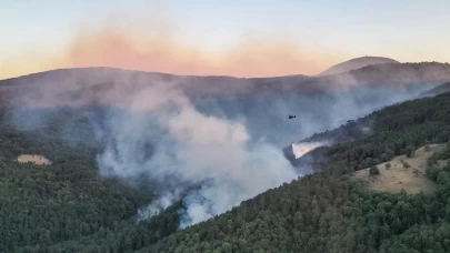 Mustafakemalpaşa ilçesindeki orman yangınına müdahale ediliyor