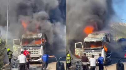 Mersin'de tır alev alev yandı