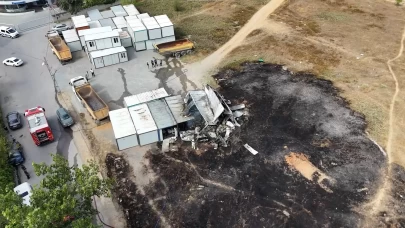 Sancaktepe’de otluk alandaki yangın inşaat alanına sıçradı