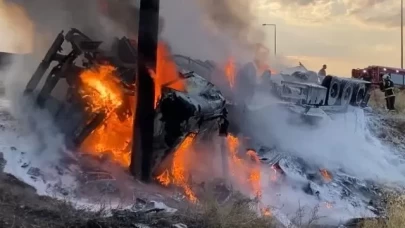 Yağ ve yedek parça yüklü tır devrildi